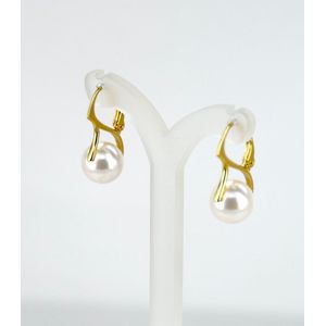 KAYEE - Gouden oorbellen met 10mm Swarovski parel - wit