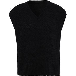 Knit Factory Luna Spencer Dames - Debardeur voor dames - Mouwloze trui - Dames Trui - Trui zonder mouwen - Zwart - 36/38
