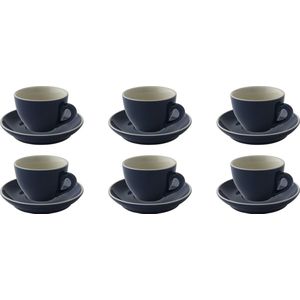 Palmer Cappuccinokop en schotel Colors 18 cl 14 cm Blauw Porselein 6 stuk(s)