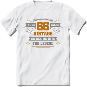 66 Jaar Legend T-Shirt | Goud - Zilver | Grappig Verjaardag Cadeau | Dames - Heren | - Wit - S