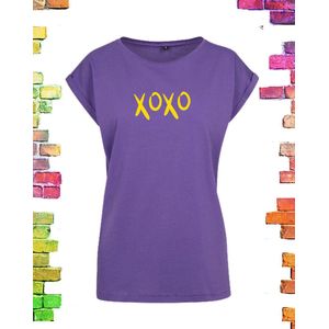 Paars shirt met print XOXO | Paars/ 3XL (46-48)