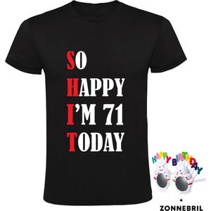 So Happy I'm 71 Today Dames T-shirt met leuke zonnebril - shit - feest - verjaardag - cadeau - verjaardagscadeau - 71 jaar