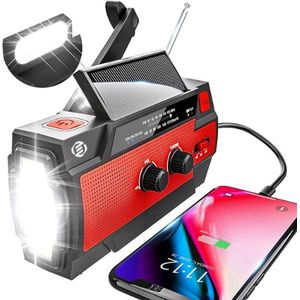 Equivera Noodradio - Noodradio - Emergency Radio - Survival Radio - Oorlog Radio - Opwindbare Radio - Solar Opwindbaar - Radio voor Rampen - SOS Alarm - Noodradio op Batterij - Draagbare Radio - AM/FM-Radio - Oplaadbare Batterij - Noodlader Telefoon