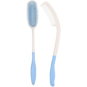 Kam en Haarborstel met Lange Steel - Kam en Haarborstel voor Mensen met Een Beperking - Kam met Lange Steel - Haarborstel - Haarborstel met Lange Steel - 2 Stuks
