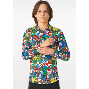 OppoSuits Lange Mouwen Overhemd Super Mario Teen Boys - Tiener Overhemd - Casual Gaming Nintendo Shirt - Meerkleurig - Maat EU 146/152