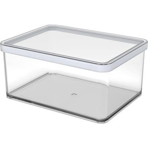 Rechthoekige opbergdoos 2.25l met deksel en dichting - BPA-vrij, transparant/wit voor voedselopslag