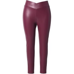 MIAMODA MIAMODA - Dames - Legging skinny fit leerlook elastische tailleband - Donker wijnrood - Maat 42