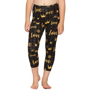 Merry Style Meisjes Leggings - Vrijetijdsbroek - Capri - Katoen - MS-MS10-405-LE - Grafiet/Liefde en Kroon - 110