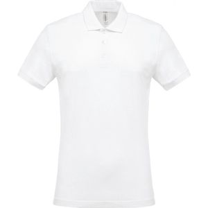 Polo Heren XL Kariban Kraag met knopen Korte mouw White 100% Katoen