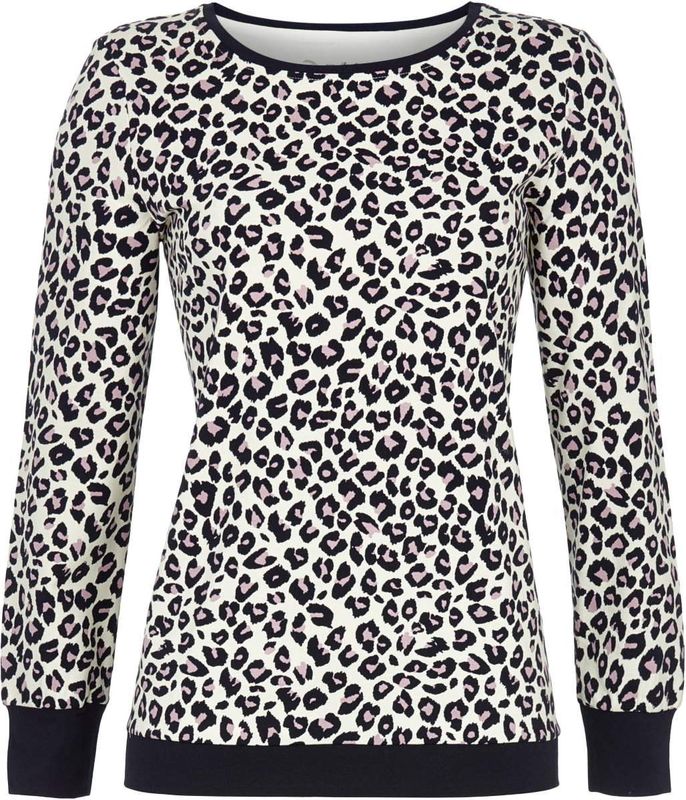 Nachtblauw panterprint pyjamashirt Ringella - Wit - Maat - 36