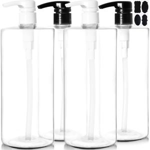 Unyqoos ® Herbruikbare Pompflessenset voor Shampoo, Zeep en Lotions – 4 Stuks van 1 Liter