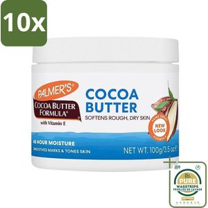 10 x Palmers - Huidverzorging - Cocoa Butter Formula Cream Jar - Intensieve Hydratatie - 200 g - Bulkverpakking - Cacaoboter crème - droge huid verzorging - huid herstel - littekens verminderen - vitamine E
