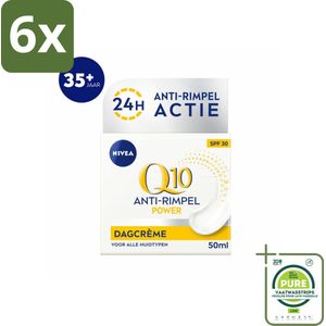 NIVEA - Q10 POWER Dagcrème - Anti-Rimpel Crème - SPF 30 - Voor alle huidtypen - Met Q10 & Creatine - Collageenversterker - 50 ml - Voordeelverpakking - 6 stuks - Anti-rimpel crème - Dagcrème