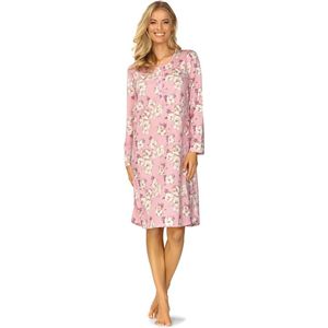 Ascafa Nachthemd 'Awake' - Dames Nachtmode - Lange Mouw - Roze - Maat 46