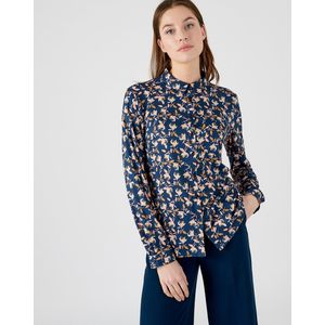Damart - Gebloemde blouse in warm tricot - Dames - Blauw - L
