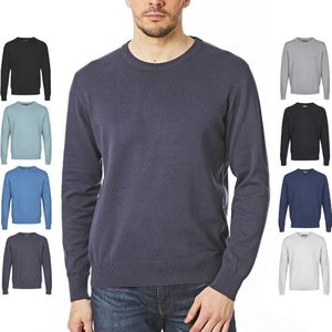 Heren Gebreide Trui 100% Katoen Ronde Hals/V-hals Marineblauw XXL