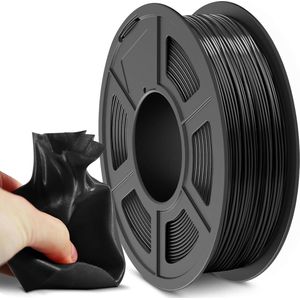 TPU Filament 1.75mm Black 3D Printing Filament - Low Odor - Dimensional Accuracy +/- 0.02mm - 1.1LBS (0.5KG) Spool