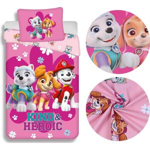 Paw Patrol roze beddengoed voor een meisje, met rits, katoen 140x200cm OEKO-TEX