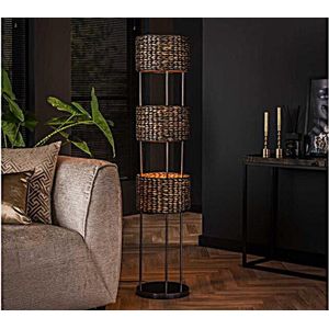 Vloerlamp Waterhyacint tower 3 lampen - Zwart nikkel