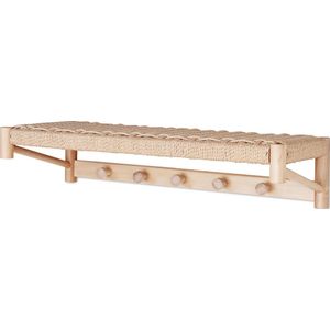 Artichok Loek houten kapstok met geweven plank - 78 x 31 cm