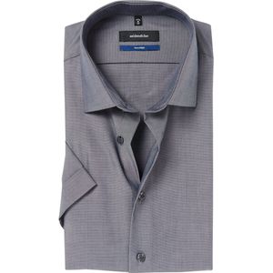 Seidensticker - Shaped Fit - Overhemd - Antraciet Fil a Fil - Korte Mouw - Strijkvrij