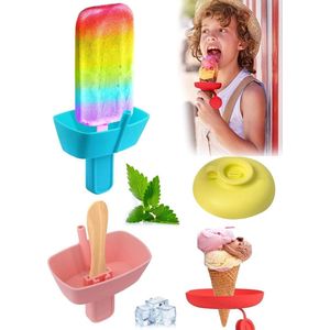 Druppelvrije ijslollyhouder voor kinderen - herbruikbaar - met rietje - BPA-vrij - set van 4