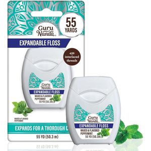 GuruNanda Uitbreidbare floss voor zachte, diepe reiniging - Pepermuntsmaak - 55 yards