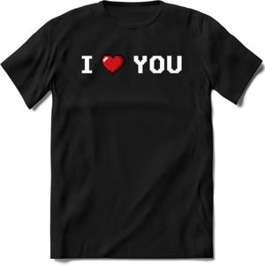 I Love You - Valentijn T-Shirt | Grappig Valentijnsdag Cadeautje voor Hem en Haar | Dames - Heren - Unisex | Kleding Cadeau | - Zwart - XL