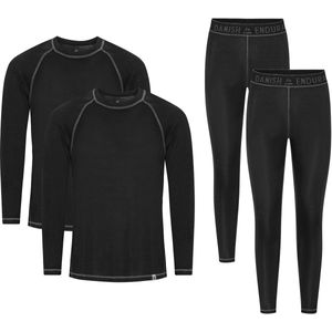 DANISH ENDURANCE Thermoset voor Dames & Heren - Gerecycelde Materialen - Thermokleding - 2 Paar - Zwart/Grijs - Maat XS