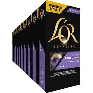L'OR Lungo Profondo Koffiecups - Intensiteit 8/12 - 10 x 10 capsules