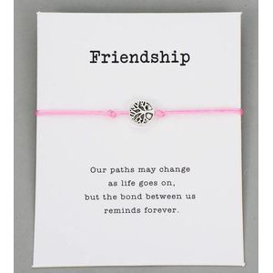 Vriendschap armband - BFF - vrienden - roze - met hanger