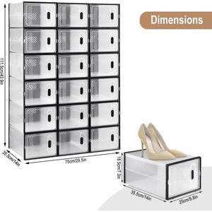 Roxana® Schoenenkast - Magnetische Deur - Transparant - 18 Paar Schoenen - Schoenenopberger - Organisator