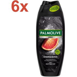 Palmolive MEN 3-in-1 Douchegel Energising – 6x 500 ml – Voor Lichaam, Gezicht & Haar - Voordeelverpakking