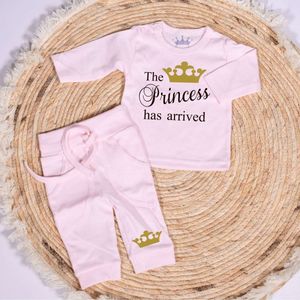 Setje Princess has arrived - Geboortepakje - Kraamkado - Maat 50/56 - Babykleding - Babyshower - Meisjes