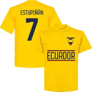 Ecuador Estupiñán 7 Team T-shirt - Geel - 116