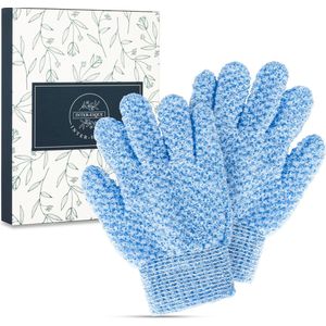 INTER-ESQUE Scrubhandschoenen - Exfoliating Glove - Blauw - 2 Stuks