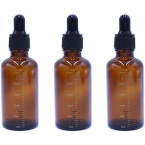 Inovra - Amberkleurige Glazen Flessen voor Etherische Olie en Cosmetica - Set van 3