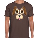 Bellatio Decorations dieren verkleed t-shirt heren - hond gezicht - carnavalskleding - bruin XXL