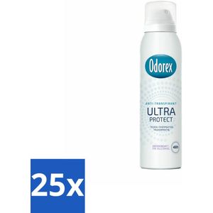 25 x Odorex Deodorant Spray Ultra Protect 150 ml - Langdurige Frisheid - Huidvriendelijk - Witte Strepen - 48 Uur - Odorex Ultra Protect