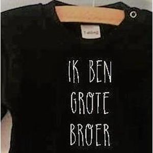 Baby rompertje met tekst jongen big brother | Ik ben grote broer  | Lange mouw | zwart | maat 74-80  cadeau geboorte broertje zusje aankondiging  shirt zwangerschap aankondiging bekendmaking baby
