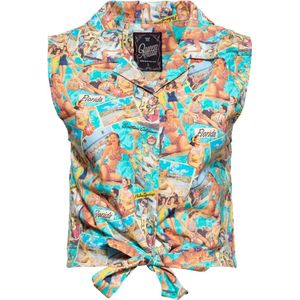 Queen Kerosin Ärmellose Bluse zum Binden QKU25001 Mehrfarbig-L