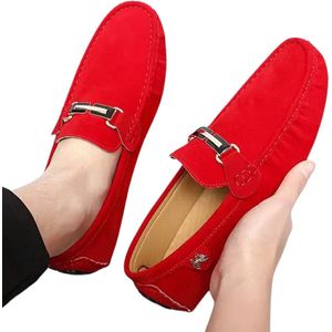 Livano Loafers Heren - Met Hak - Herenschoenen - Instappers - Rood - Maat 39.5