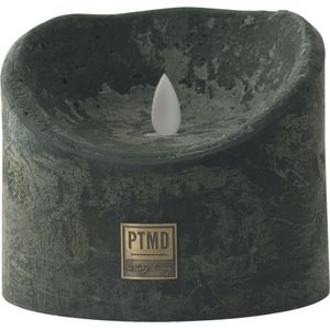 PTMD LED kaars rustiek donker groen 12,5 x 12,5 x 10 cm -  LED Light Candle rustic dark green moveable flame