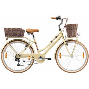 Bikestar, retro damesfiets, 26 inch, 7 sp derailleur, creme