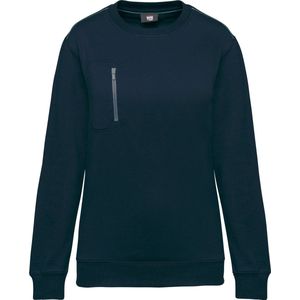 WK. Designed To Work Day To Day unisex sweater met zip contrasterende zak WK403 - Navy / Silver - XS