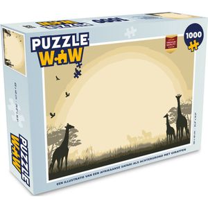 Puzzel Een illustratie van een Afrikaanse safari als achtergrond met giraffen - Legpuzzel - Puzzel 1000 stukjes volwassenen