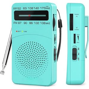Noodradio - Solar Opwindbaar - Solar powerbank - Zonneenergie - Survival Noodpakket - Zaklamp Oplaadbaar - AM/FM - Noodrantsoen - Tourqoise