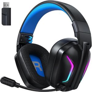 FC300 Draadloze Gamingheadset - Verliesvrije 2,4 GHz & Bluetooth - 50 Uur Batterij, 50 mm Drivers, Coole RGB-Verlichting & Ruimtelijke Audio - Voor PS4, PC, Xbox, Switch en Mobiel