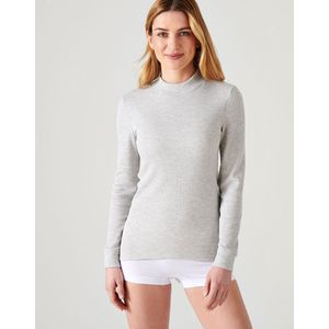 Damart - Thermolactyl T-shirt met opstaande hals, fleece ribboorden - Dames - Grijs - S