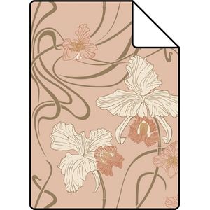 Proefstaal ESTAhome behang vintage bloemen in art nouveau stijl terracotta roze - 26,5 x 21 cm - 139668-S